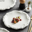 Axyaa Ceramic Steak Plate Irregular Shape Dinner Plate Kitchen Serving Tray