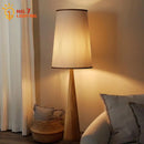 Solid Wood Zen Art Floor Lamp LED E27 Atmosphere Cloth Lampshade by Axyaa