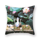 Axyaa Red Wine & Lotus Flower Decorative Pillow Cover 45x45cm