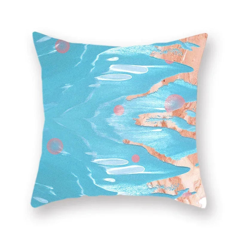 Geometric Marble Print Cushion Cover 45x45cm for Home Decor by Axyaa