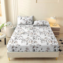 Axyaa Leaf Flower Fitted Sheet - Soft Brushed Polyester Fiber Mattress Cover