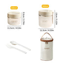 Axyaa Round Bento Box with Folding Utensils - Microwaveable Food Container