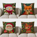 Axyaa Christmas Snowman Flowers Decorative Pillow Cover for Sofa Bedroom Car