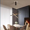 Axyaa Black LED Long Line Chandelier for Modern Living Room Lighting Fixtures
