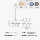 Axyaa Gold Cone Pendant Chandelier Modern Bubble Glass LED Hanging Lamp