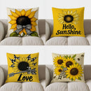 Axyaa Sunflower Gingham Bow Throw Pillow Cover for Sofa Bedroom Car