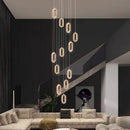 Axyaa Gold LED Chandeliers: Modern Staircase Pendant Lamps