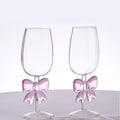 Axyaa Half Glass Cup with Pink Bowknot - 140ml Red Wine Champagne Flute