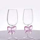 Axyaa Half Glass Cup with Pink Bowknot - 140ml Red Wine Champagne Flute