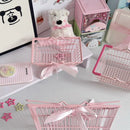 Axyaa Mini Pink Gift Handle Basket with Bow Ribbon - Set of 5