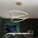 Axyaa Stainless Steel LED Pendant Light with Remote Control Dimming - Modern Circular Design
