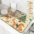 Axyaa Christmas Tree Coffee Cup Drying Mat - Absorbent Non-slip Diatoms Kitchen Mat