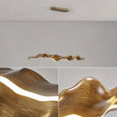 Axyaa Nordic Resin Wood Boat Pendant Light with LED - White Wabi Sabi Dining Room Fixture