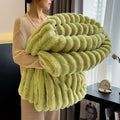 Axyaa Rabbit Plush Coral Fleece Blanket - Soft & Warm Sofa Throw Blanket