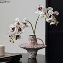 Axyaa Retro Ceramic Vase with Handle for Aesthetic Room Decor