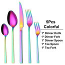 Axyaa Black Stainless Steel Cutlery Set - Knife Fork Spoon Dinnerware Kitchen Utensils