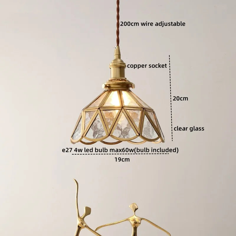 Axyaa Glass Copper LED Pendant Light for Home Decor - Nordic Style