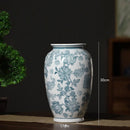 Axyaa Blue White Porcelain Flower Vase, Ceramic Living Room Decoration