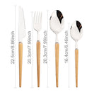Axyaa Wooden Handle Flatware Set Stainless Steel Knife Fork Spoon Cutlery