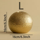 Axyaa Golden Hammer Ceramic Vase Round Flower Pots Aesthetic Room Decor