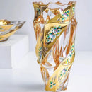 Axyaa Crystal Glass Vase Gold Enamel European Decoration Housewarming Gift