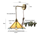 Axyaa Tiffany Yellow Glass Wall Sconce LED Light Fixture Copper Pull Chain