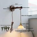 Axyaa Antique Gold Brass LED Wall Sconce Light Black Walnut White Ceramic