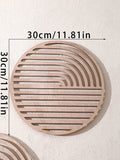 Axyaa Natural Wood Water Ripples Wall Art - Boho Living Room Accent