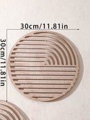 Axyaa Natural Wood Water Ripples Wall Art - Boho Living Room Accent
