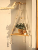 Axyaa Macrame Floating Corner Shelf Wall Decor Pot Stand NordHome Décor