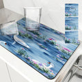 Axyaa Watercolor Square Dry Mat for Dishes & Cups - Absorbent & Anti-slip