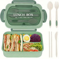 Axyaa 3-Compartment Lunch Box & Tableware Set for School Work Camping Bento Box