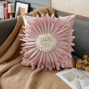 Axyaa Velvet Pink White 3D Chrysanthemum Throw Pillow Bouquet Model