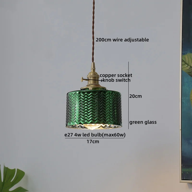 Axyaa Copper Glass LED Pendant Chandelier for Home Decor
