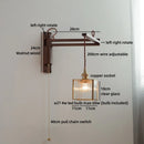 Axyaa Antique Brass Wall Lamp with Amber Glass Shade for Home Decor