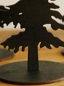 Black Wooden Pine Tree Ornament Silhouette for Bohemian Style Holiday Decor by Axyaa