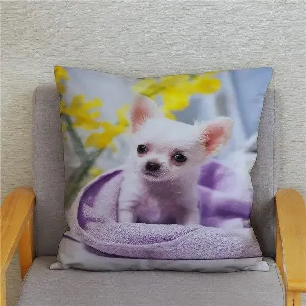 Chihuahua Dog Printed Cushion Cover by Axyaa for Home Decor