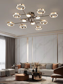 Axyaa Modern Luxury Chandelier Aluminum Remote Control Pendant Lights Crystals Home Decor
