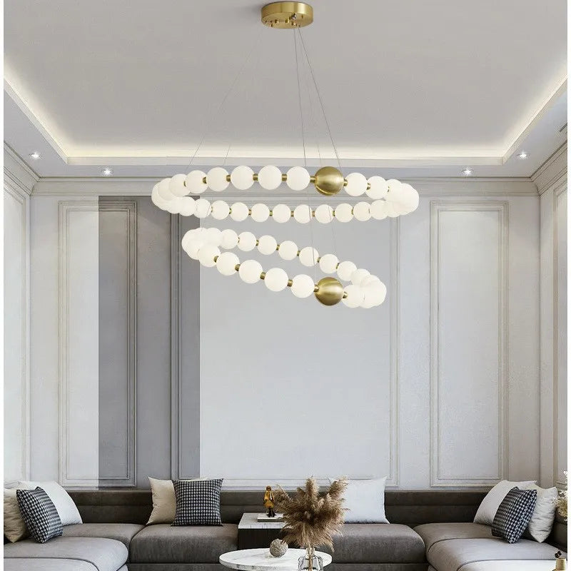 Axyaa White Acrylic Nordic Chandelier Pendant Ball Lamp for Dinning Decor