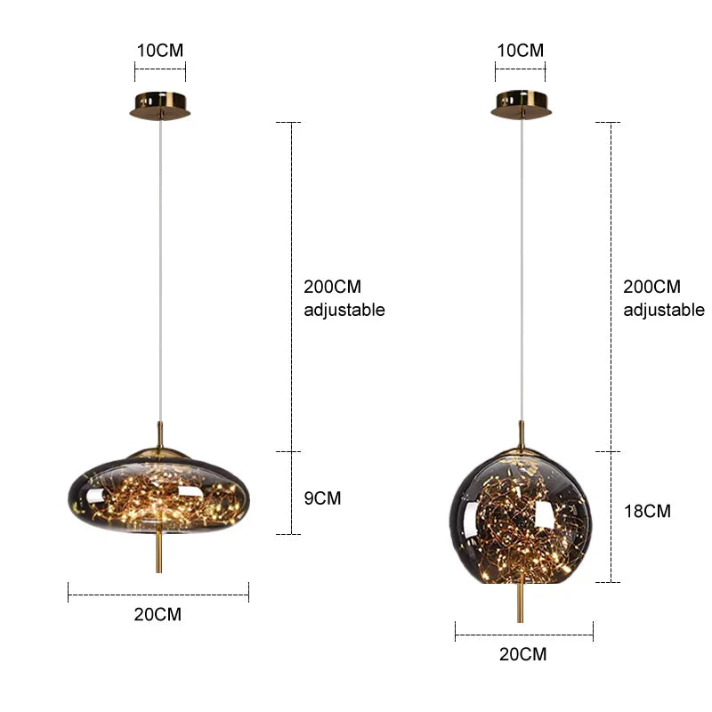 Axyaa Amber Glass Chandelier Pendant Lights for Elegant Dining and Bedroom Lighting