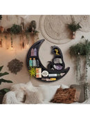 Axyaa Cat On Moon Crystal Shelf: Black Stone Display for Home Decor, Art, Plants