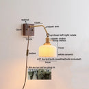 Axyaa Ceramic Copper LED Wall Lamp with Pull Chain Switch