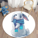 Round Rabbit Print Rug for Kids' Room | Axyaa's Cartoon Rabbit Mat