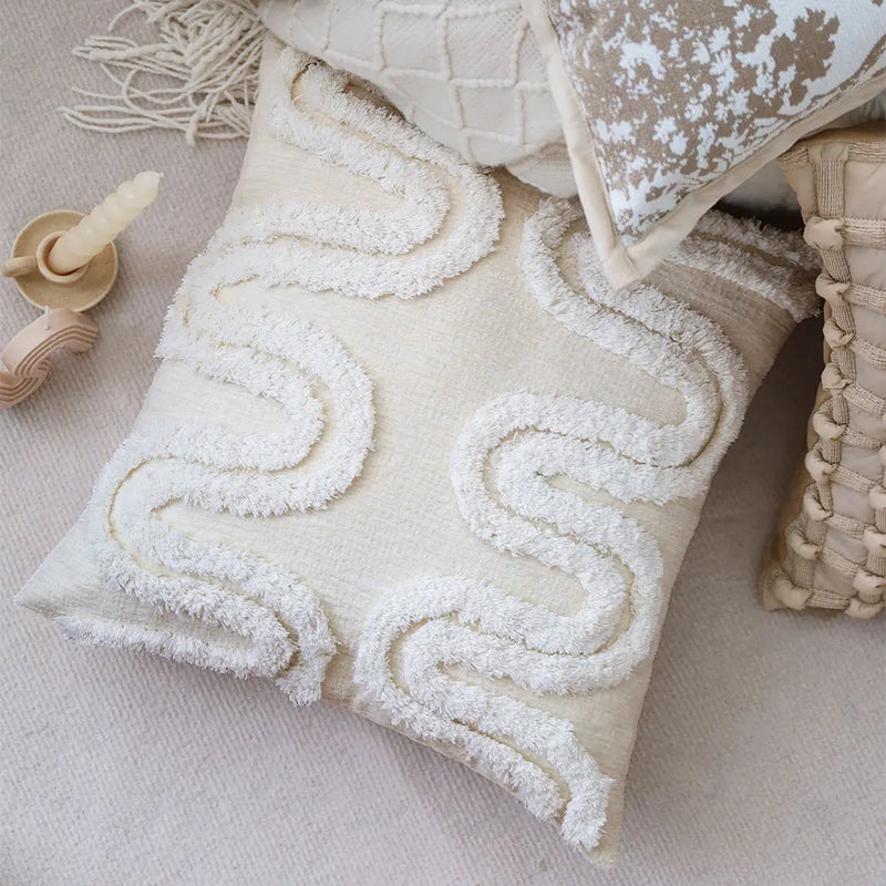 Axyaa Chenille Tufted Cushion Cover - Soft Decorative Pillow for Sofa - Nordic Style