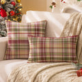 Axyaa Plaid Autumn Pillow Cover 18X18inch Brown Yellow Rustic Red Sofa Chair