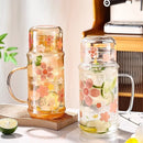 Axyaa Flower Glass Water Jug with Lid: Cute Design, High Borosilicate, Kitchen Housewares