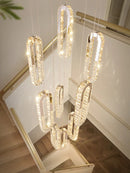 Axyaa Oval Ring Chandelier for Duplex Villa Hotel Staircase Lighting