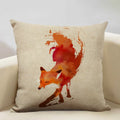 Axyaa Fox Linen Pillowcase - Nordic Animal Theme Decorative Cushion Cover 45x45cm