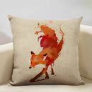 Axyaa Fox Linen Pillowcase - Nordic Animal Theme Decorative Cushion Cover 45x45cm