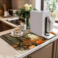 Axyaa Halloween Coffee Dish Mat: Absorbent & Anti-Slip Kitchen Draining Pad